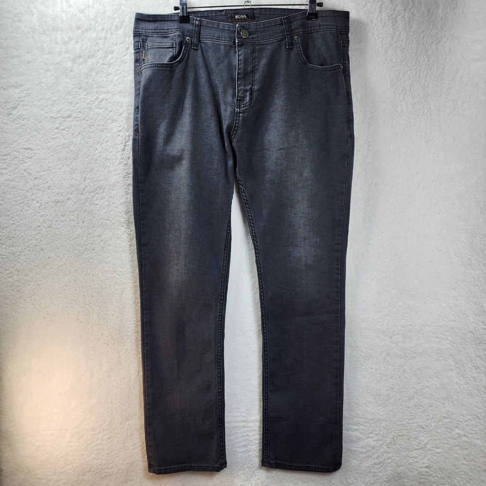 Hugo Boss Mens Jeans Straight Leg Denim Faded Black Wash 40x34